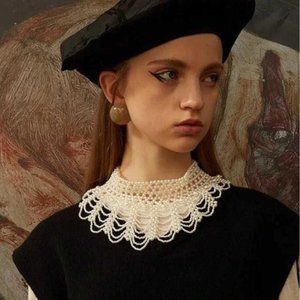 Handmade Pearl Choker Collar Necklace